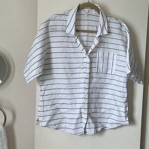 Striped Short Sleeve Button-Up Shirt from GARNET HILL
